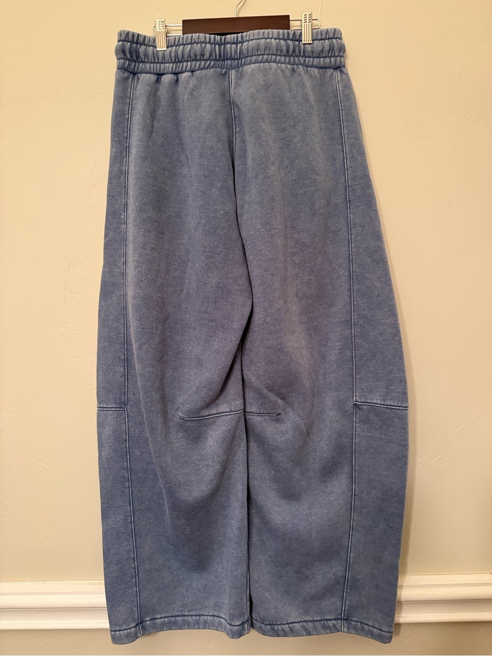 NWOT Zenana Mineral Washed Terry Knit Barrel Pants - Washed Navy M - Picture 3 of 5